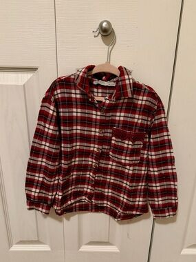 Zara Red and White Plaid Button-Down Shirt